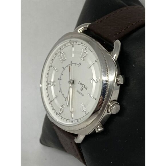 Fossil FTW1202 Women's Brown Leather Silver Analog Dial Hybrid Smartwatch CM536 - Picture 4 of 12